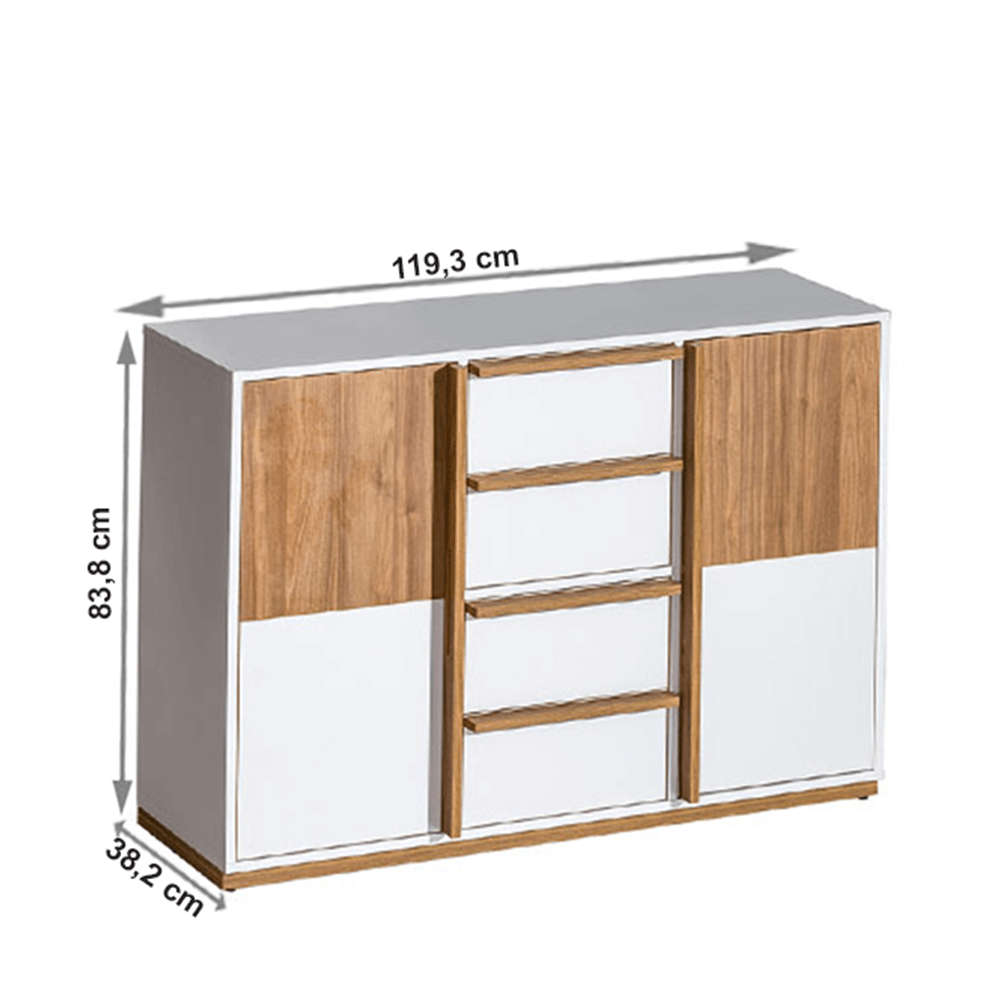Komoda, orech select/biela, KNOX E6
