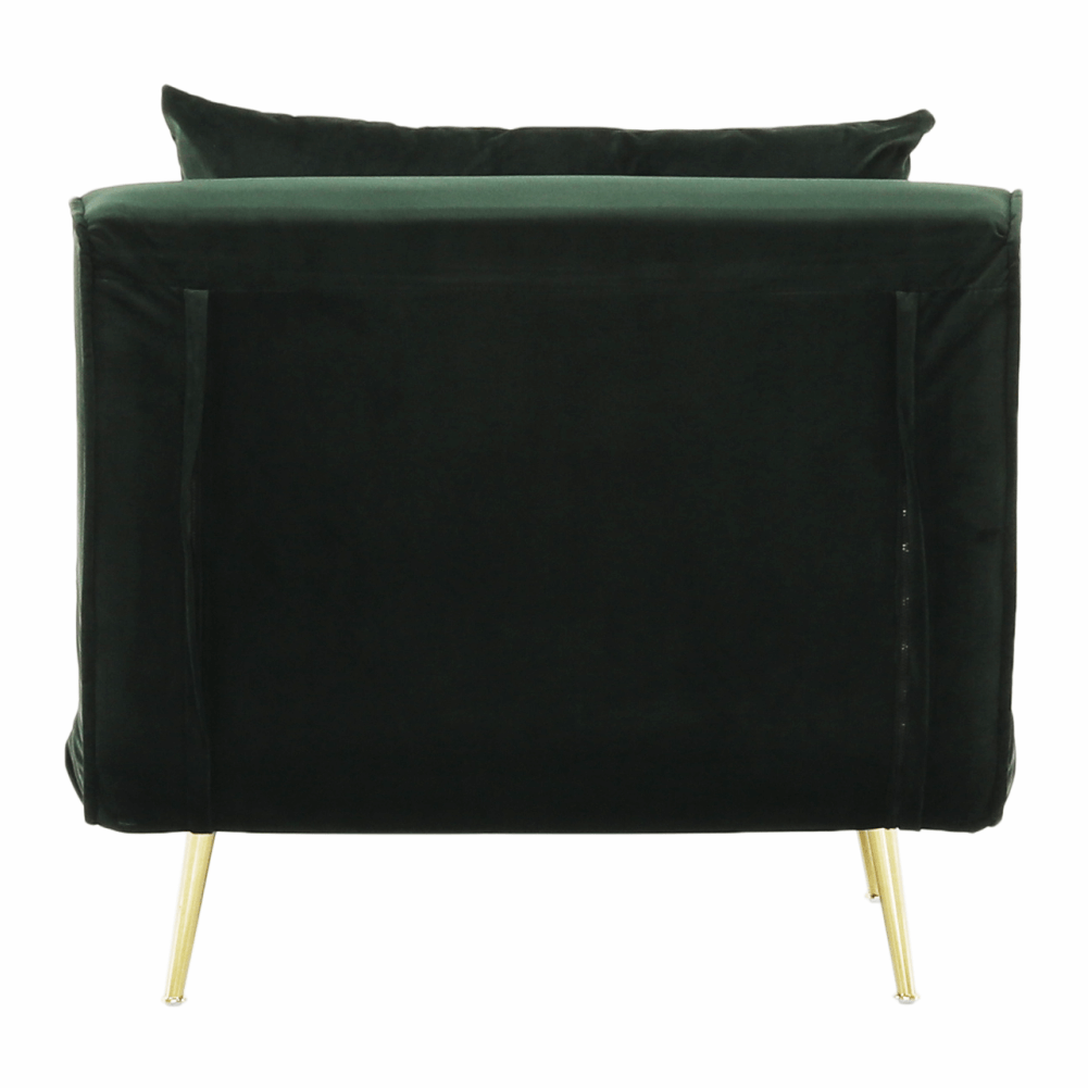 Rozkladacie kreslo, zelená Velvet látka/gold chróm zlatý, MILIN