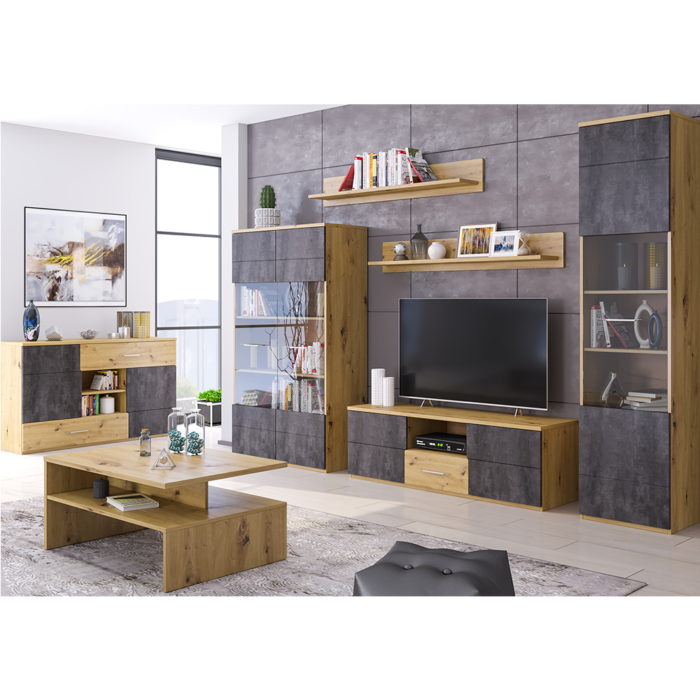 PC stôl P2, dub artisan/sivý betón, ERIDAN