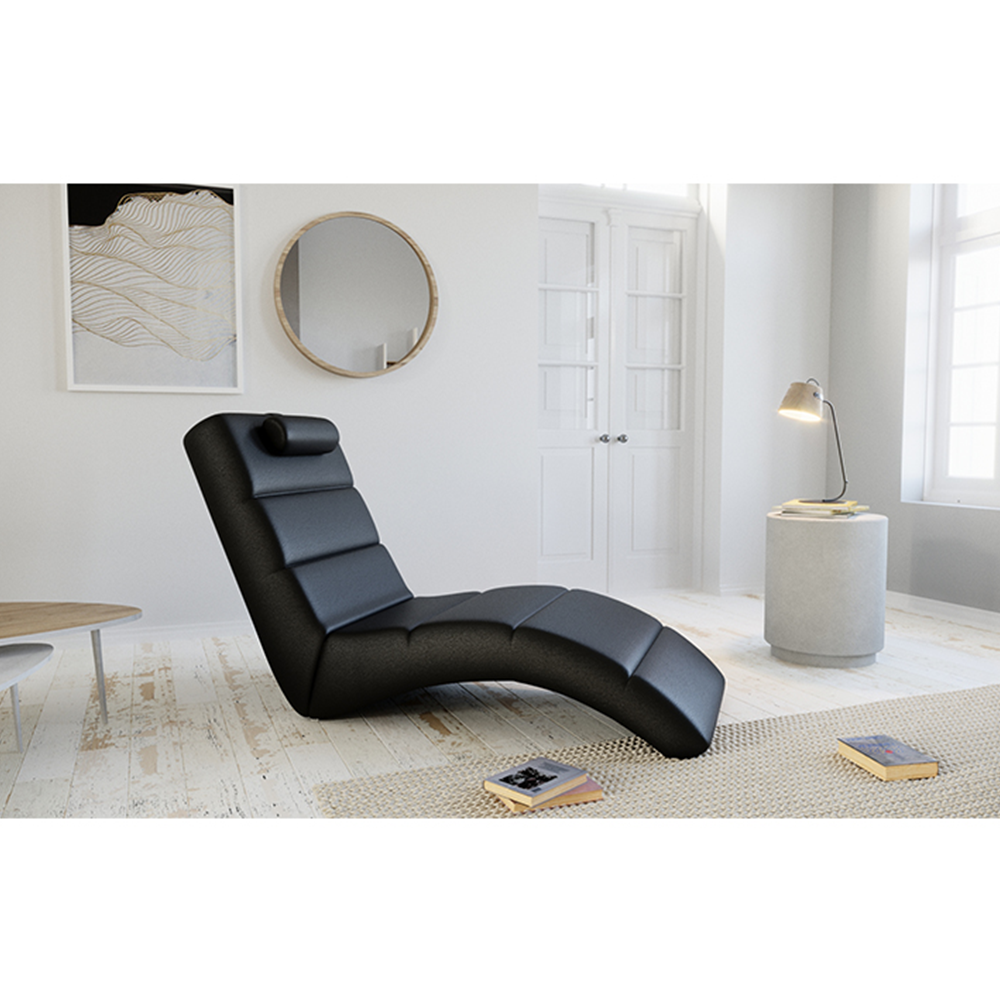 Relaxačné kreslo, čierna ekokoža, LONG