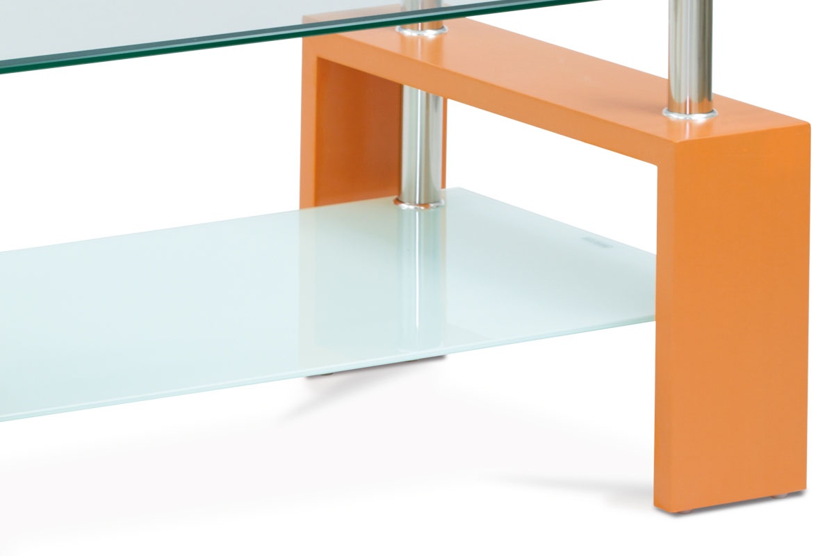 konf. stolík 110x60x45,8mm číre sklo, polica 6mm mliečne sklo, MDF ORA fólia