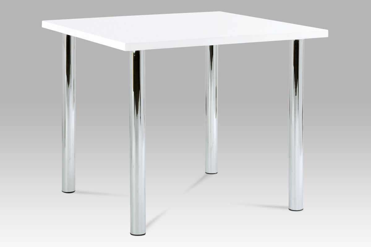 Autronic AT-1913B WT jedálenský stôl 90x90cm, vysoký lesk biely, chróm